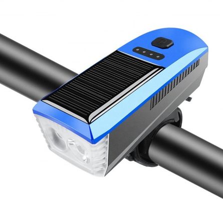 Blauw zonne- en USB-oplaadfietslicht 2000mAh voorlicht voor MTB-fietsrijden