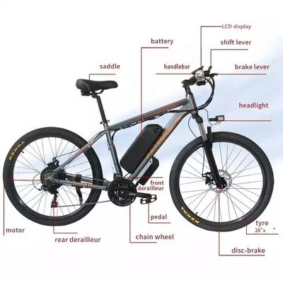 48V 18Ah Lithiumbatterij 1000W Motor 29" Elektrische Mountainbike met 26*1,95 bandbreedte