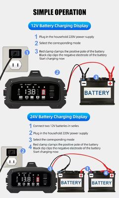 -Chic Design Foxsur 12V 24V 25A Smart Battery Charger voor Auto Truck Plug Gemakkelijke reparatie
