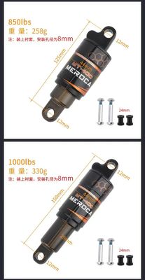 MEROCA MTB Achterste schokdemper 125/150/165/190mm 750/850/1000LBS Olieveer voor mountainbikes