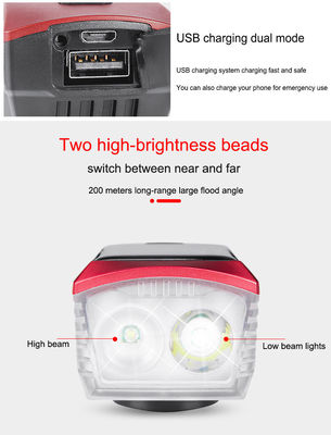 Blauw zonne- en USB-oplaadfietslicht 2000mAh voorlicht voor MTB-fietsrijden