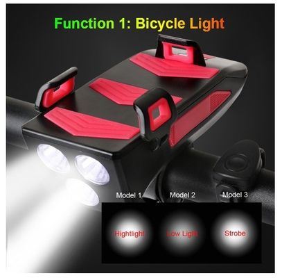 USB oplaadbare LED fiets koplamp fiets hoorn telefoonhouder Powerbank voor nachtrijden