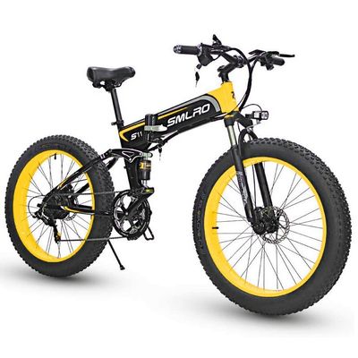 Elektrische fiets Fat Tire Folding 13AH SMLRO S11 26x4.0 Inch 48V 1000W Motor 7 Speed