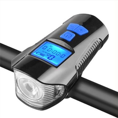 Zwart USB opladen fiets Voorlicht zaklamp Handleader Fietskop Licht Snelheidsmeter Lcd-scherm
