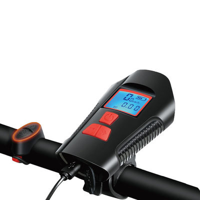 Zwart USB opladen fiets Voorlicht zaklamp Handleader Fietskop Licht Snelheidsmeter Lcd-scherm