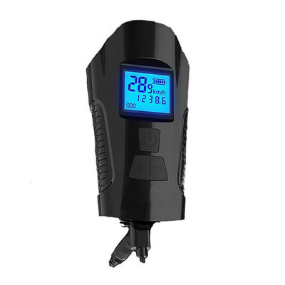 Zwart USB opladen fiets Voorlicht zaklamp Handleader Fietskop Licht Snelheidsmeter Lcd-scherm